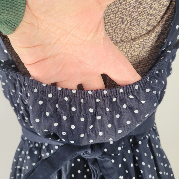 Navy blue and white polkadot summer dress size large - Picture 8 of 9